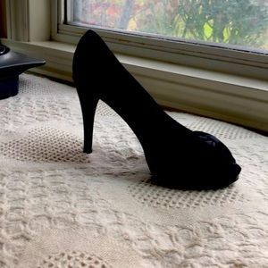 WHBM Black satin Heels  size 9M.